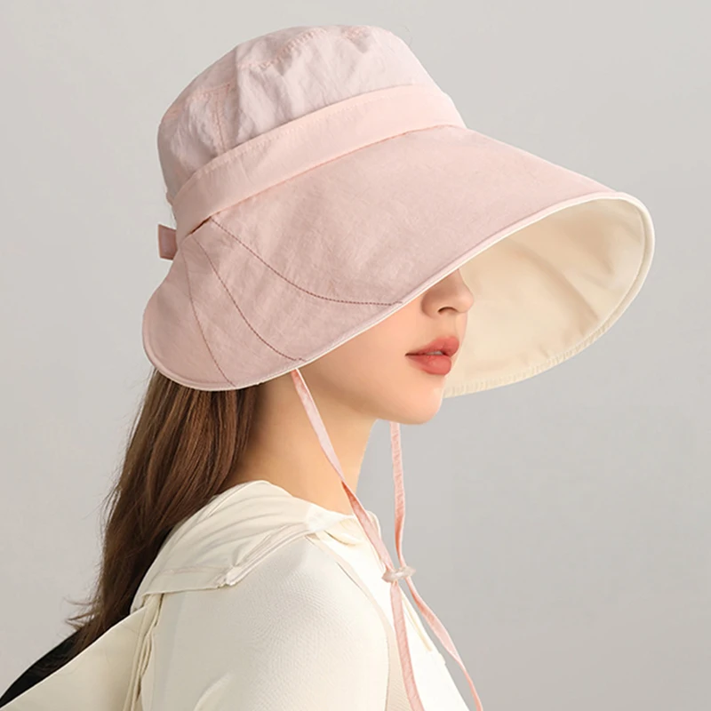 Summer Sun Protection Hat With Extended And Enlarged Brim Full Face Protection Ponytail Hat Beach Hiking Large Brim Sunshade Hat