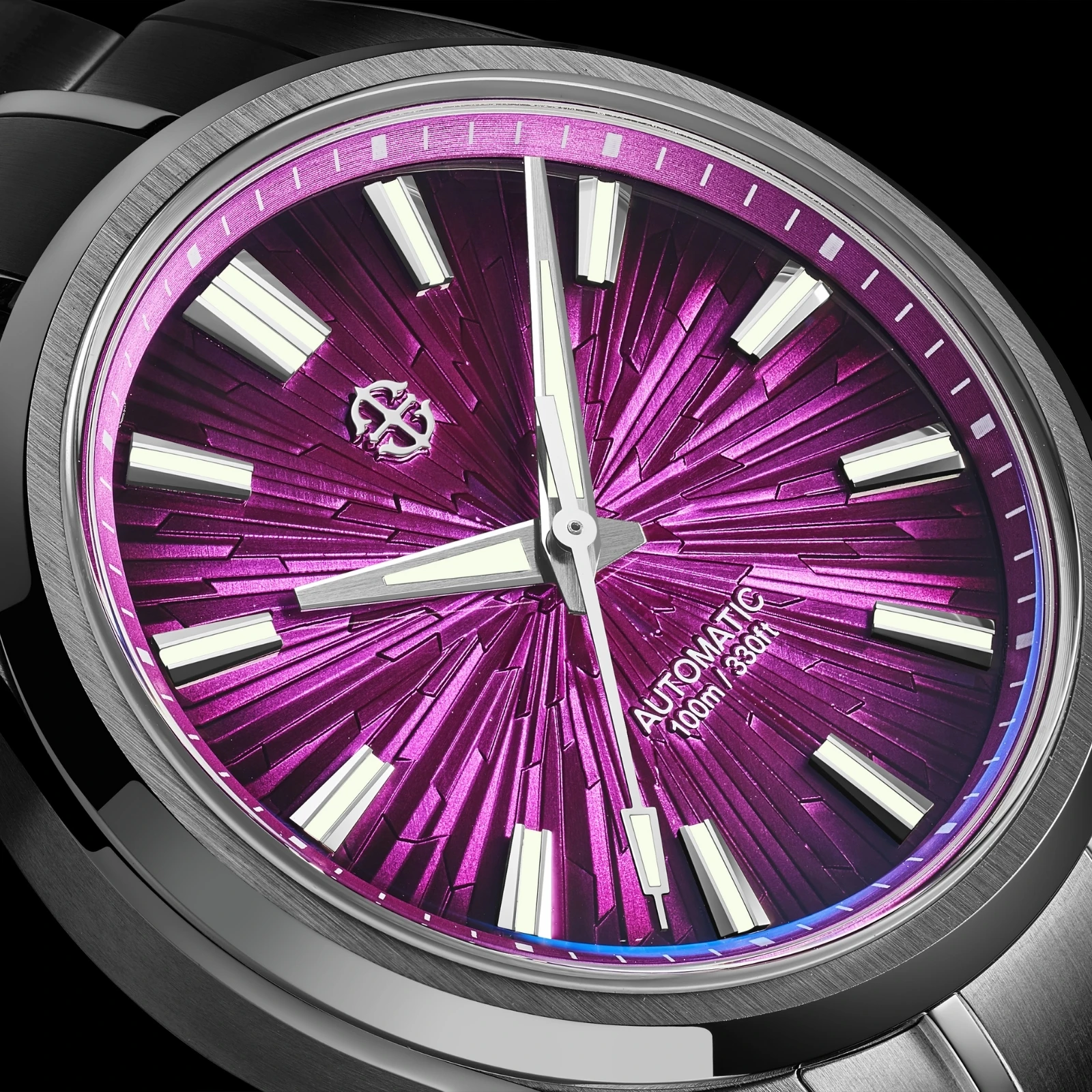 AETHELSOHN Amethyst Shard Automatic Watch PT500 Mechanical Luxury Luminous Sapphire Crystal Man Wathces 10ATM Waterproof Diving