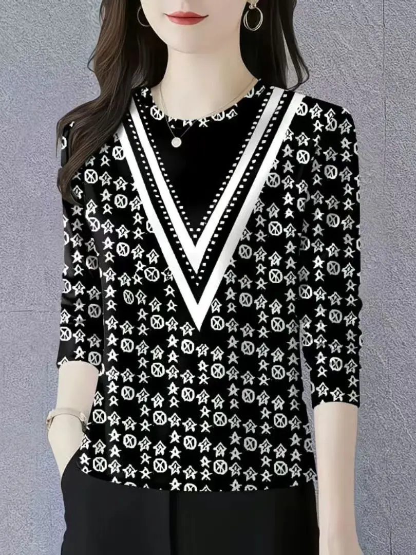 

Faionable round Ne Long Sve Base irt Women's New Autumn 2025 Mommy Sle Belly Cover Trendy T-irt Comfortable Fit
