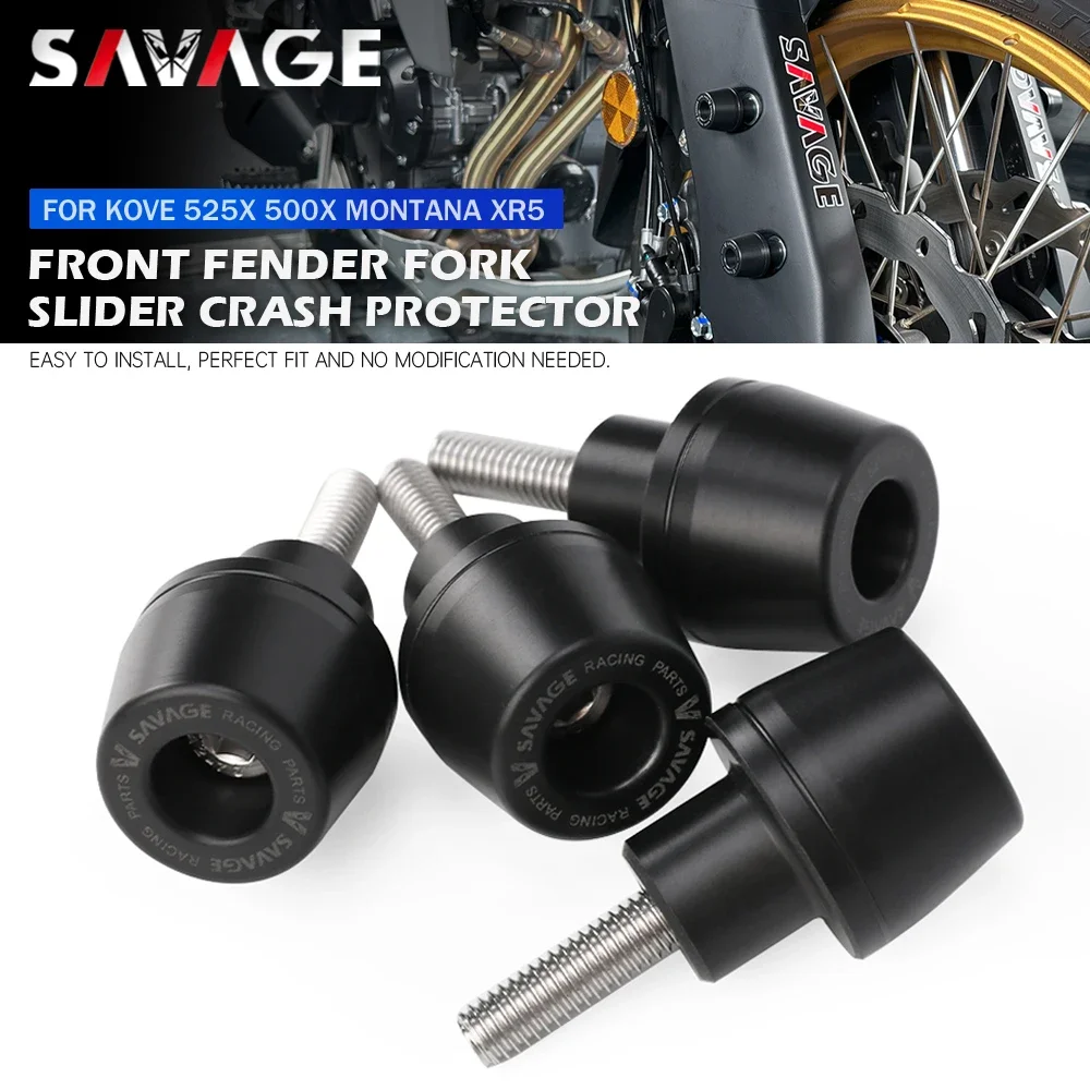 Front Fender Fork Crash Protector For KOVE 525X 500X 525 500 X Fit Macbor Montana XR5 Motorcycle Mudguard Frame Slider Screw