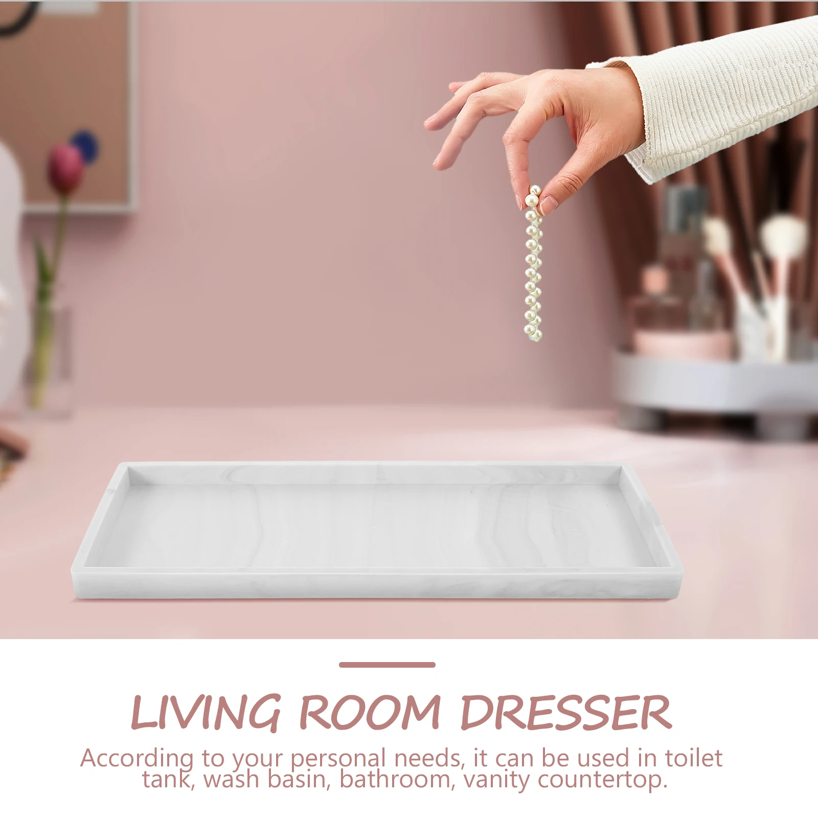 

1pc Vanity Silicone Storage Tray For Bathroom Counter Decorative Organizer Small Tray Household Smooth Surface