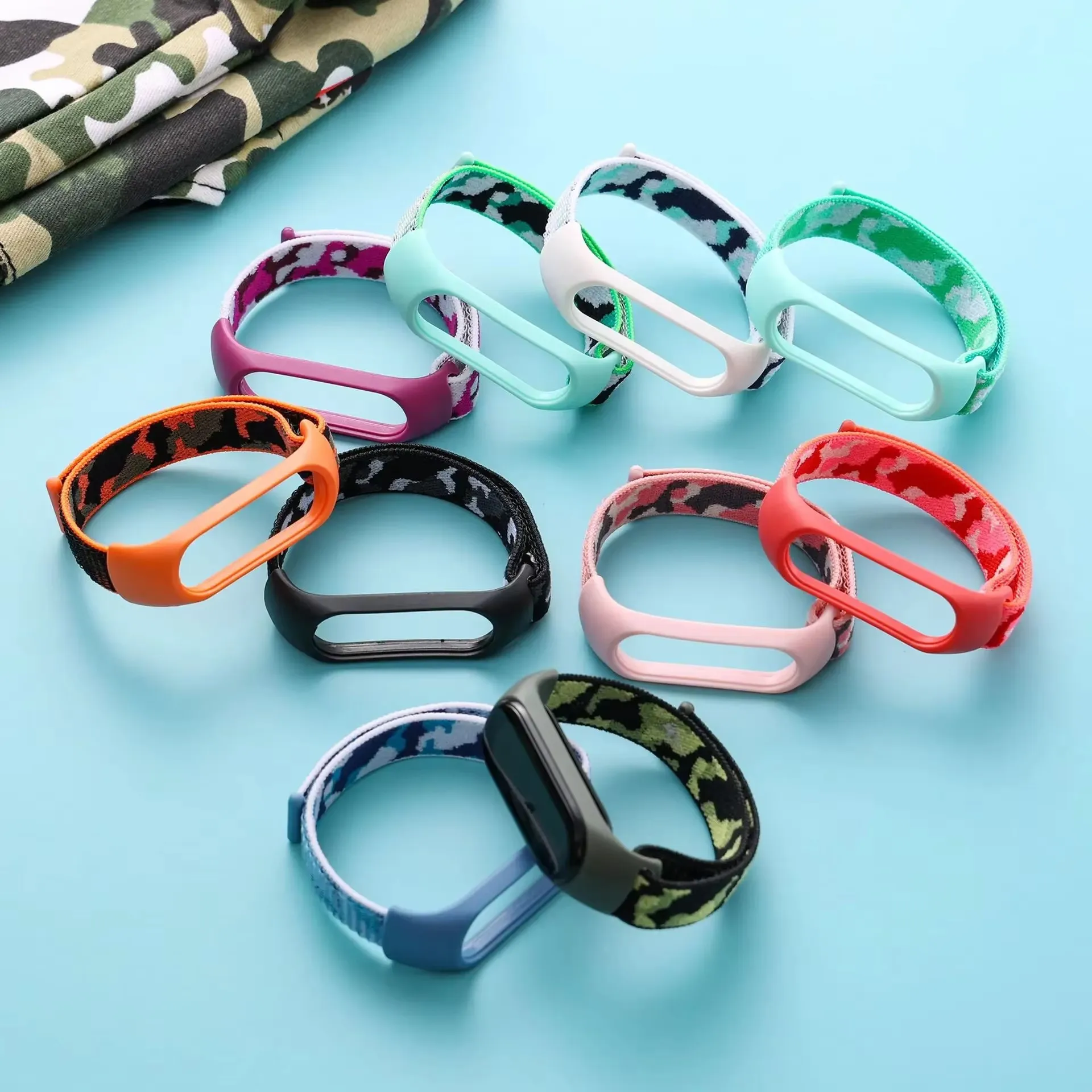 Fashion camouflage nylon loop belt For Xiaomi Mi Band 7 6 5 4 3 Bracelet Sport Watch Mi band 7 6 5 Wristband accessories