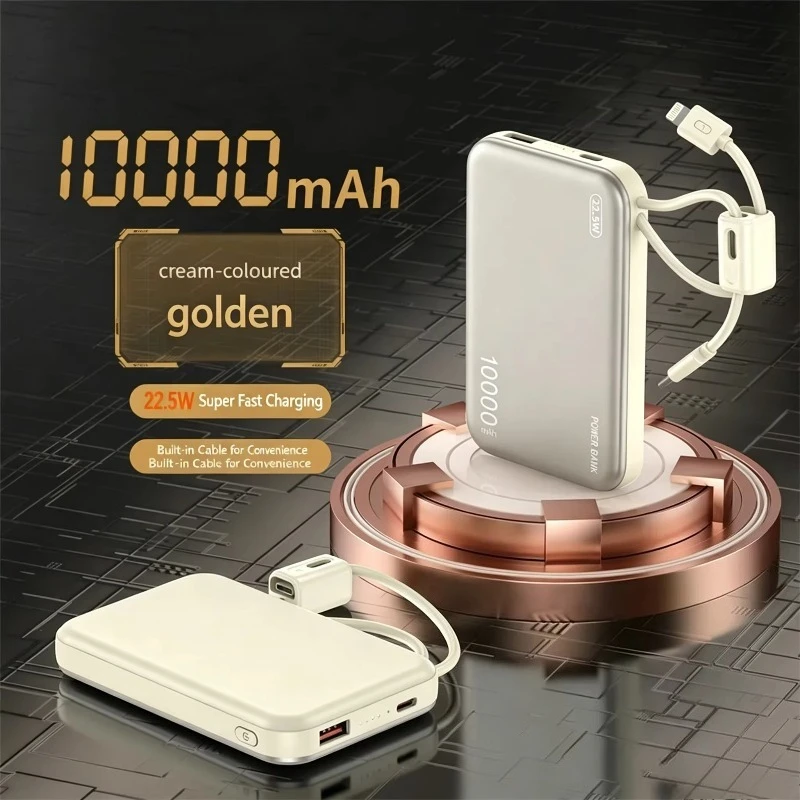 High Quality Mini 3C Power Bank Built in Cables 22.5W Fast Charging 20000mAh Power Bank for IPhone Xiaomi Samsung Huawei