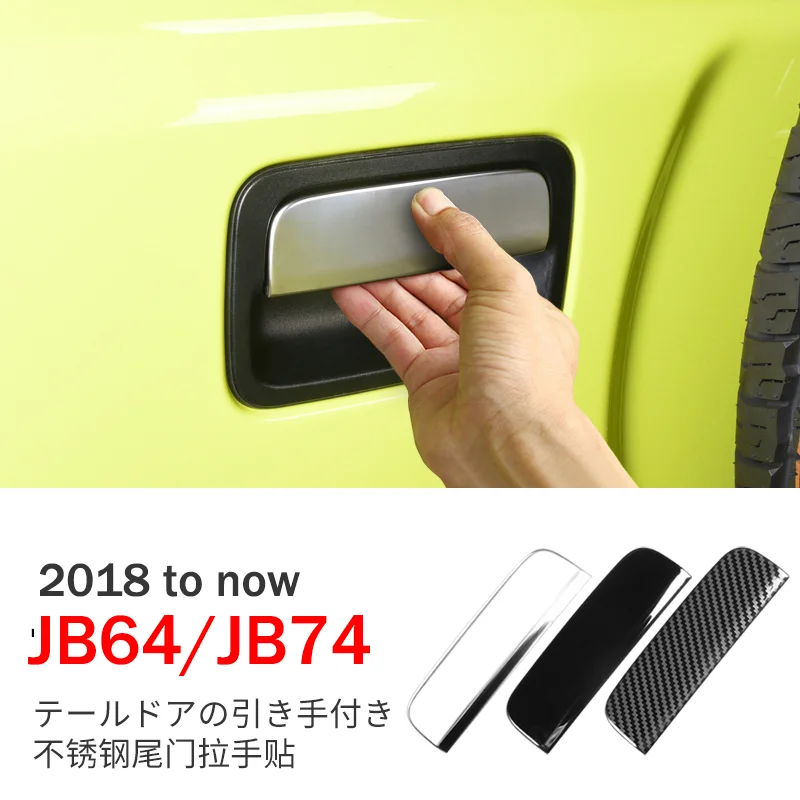 Dla Jimny JB64 JB74 2018 2019 2020 2021 2022 Car Styling akcesoria bagażnika z tyłu samochodu uchwyt do klapy tylnej naklejki na osłonę