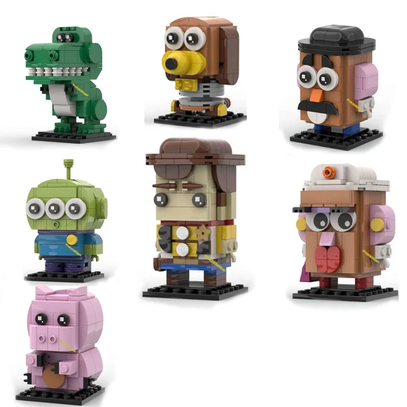 

New Famous Toys Movie Series Movie Toy Storyed Character Square Head Figures Model Blocks Diy Creative Ideas Kid Birthday Gift
