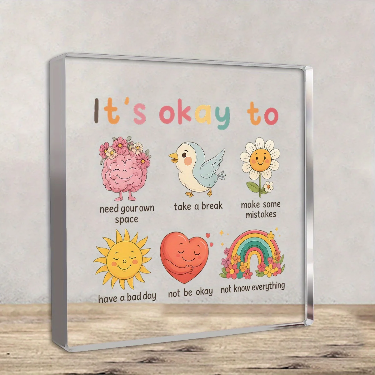 Décoration de bureau sur le thème de la santé mentale, ornement inspirant avec citation, cadeau de bureau unique pour la maison