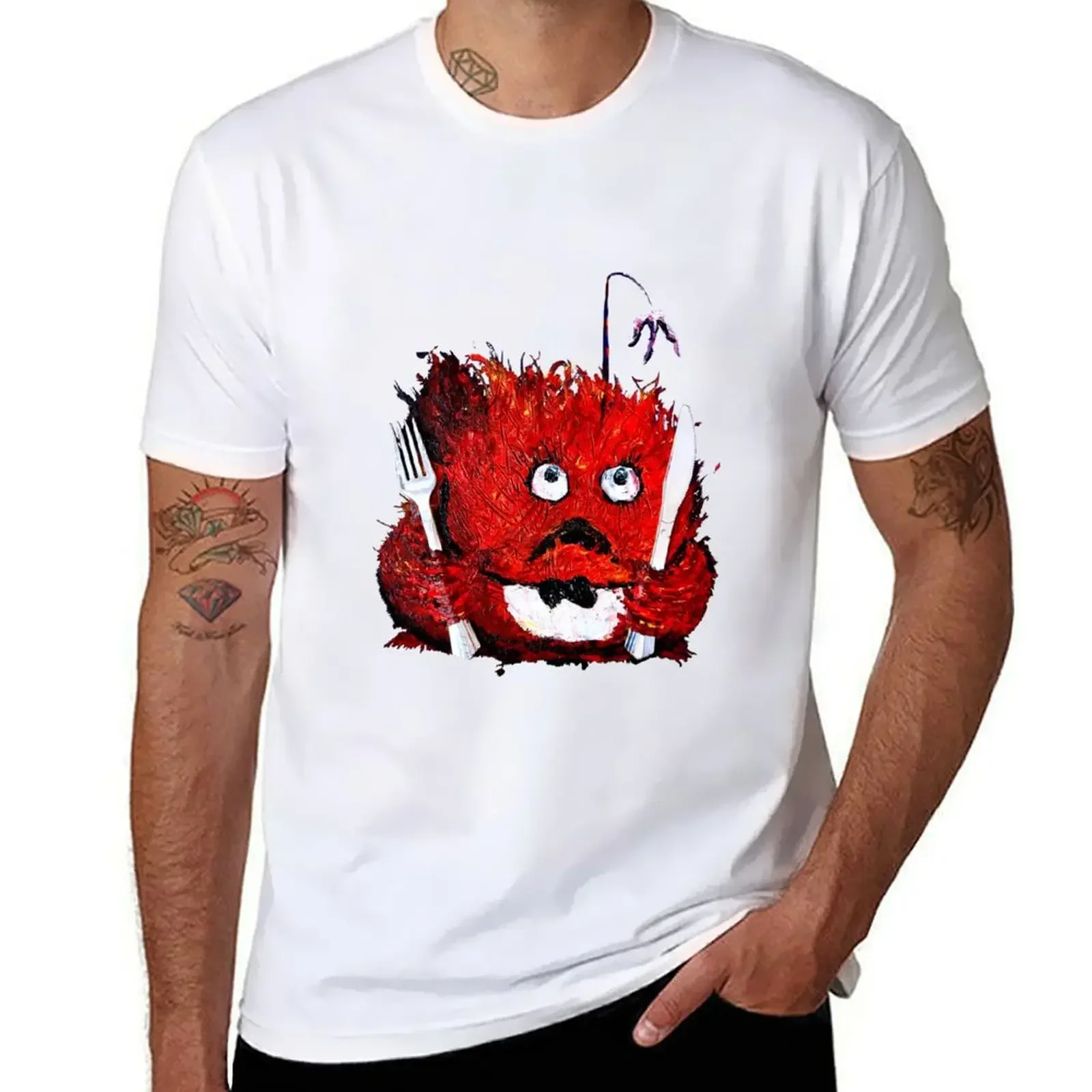 Anglerfish Frogfish No To Plastic Forks and Knives T-shirt vintage summer top plus size tops sports fans t shirt men