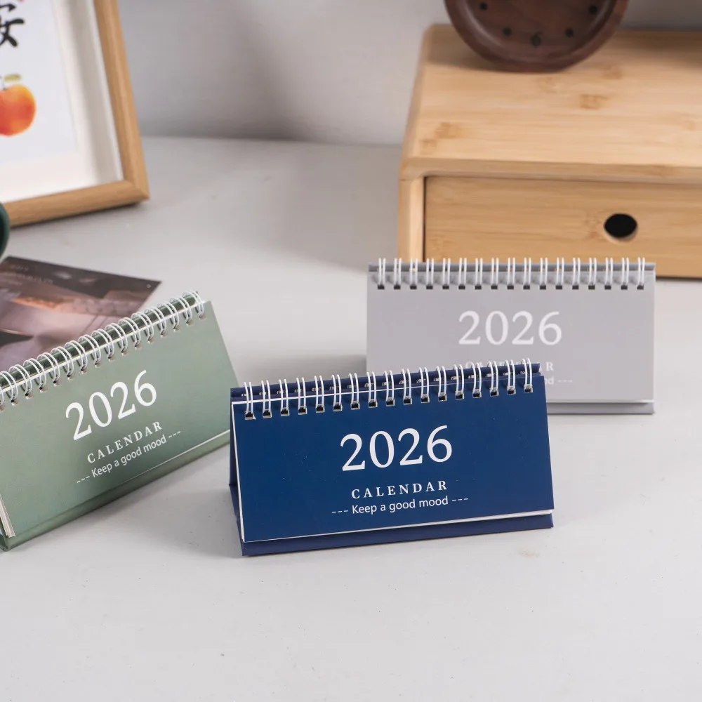 2026 Simple Style English Mini Desk Calendar Desktop Display Portable Calendar Desktop Decoration Handmade Diary Desk Ornament