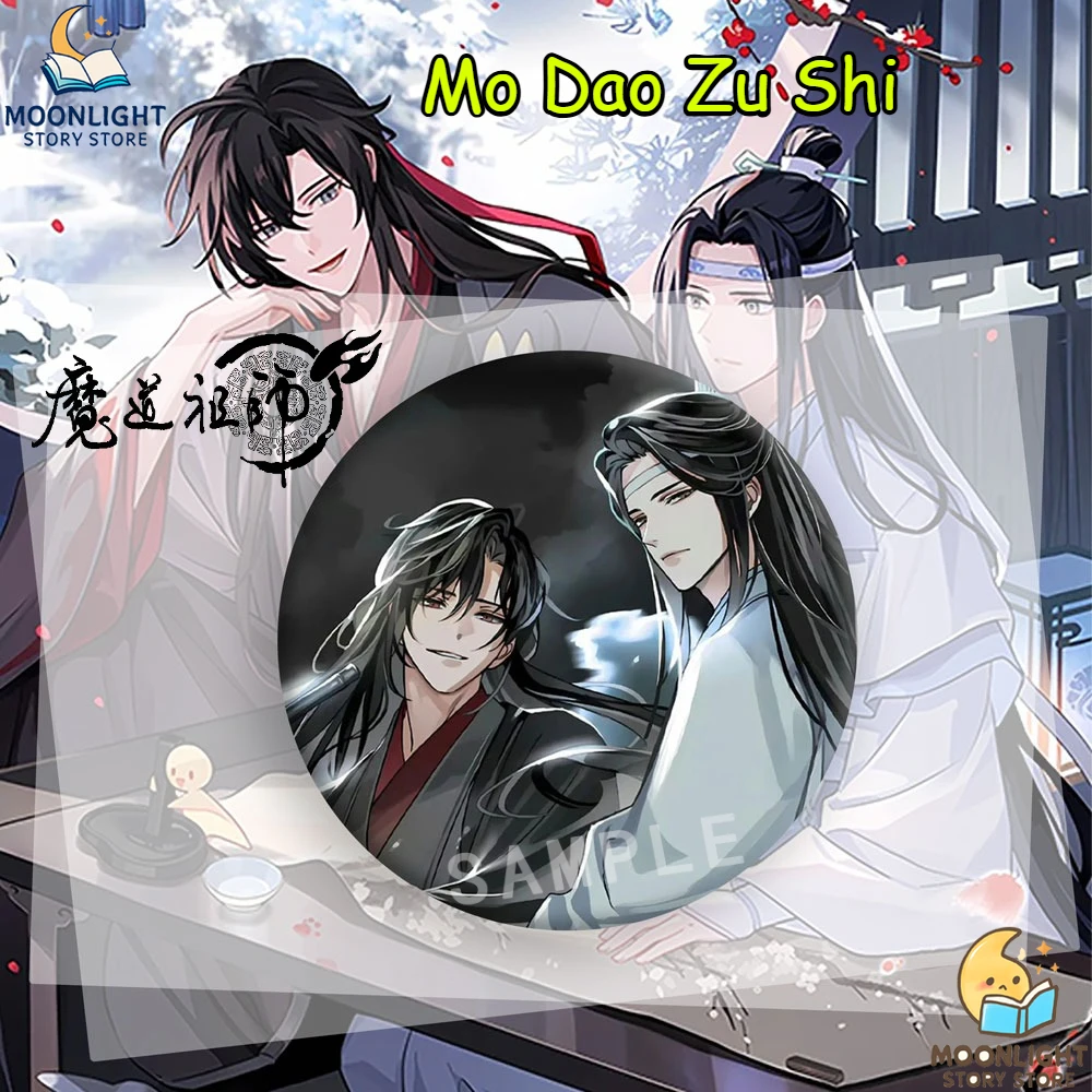 1/5 szt. Mo Dao Zu Shi 58MM Anime Merch Odznaka Wei Wuxian Lan Wangji Dekoracje do Plecaka Ubrań Zawieszki Prezent Urodzinowy dla Fana