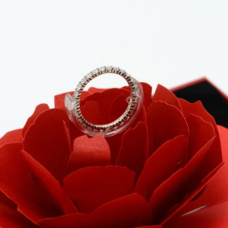 Ring Box Rose Rhombus Flower Lightweight Sturdy Jewelry Boxes Rotatable Handmade Exquisite Holder Accessory Wedding