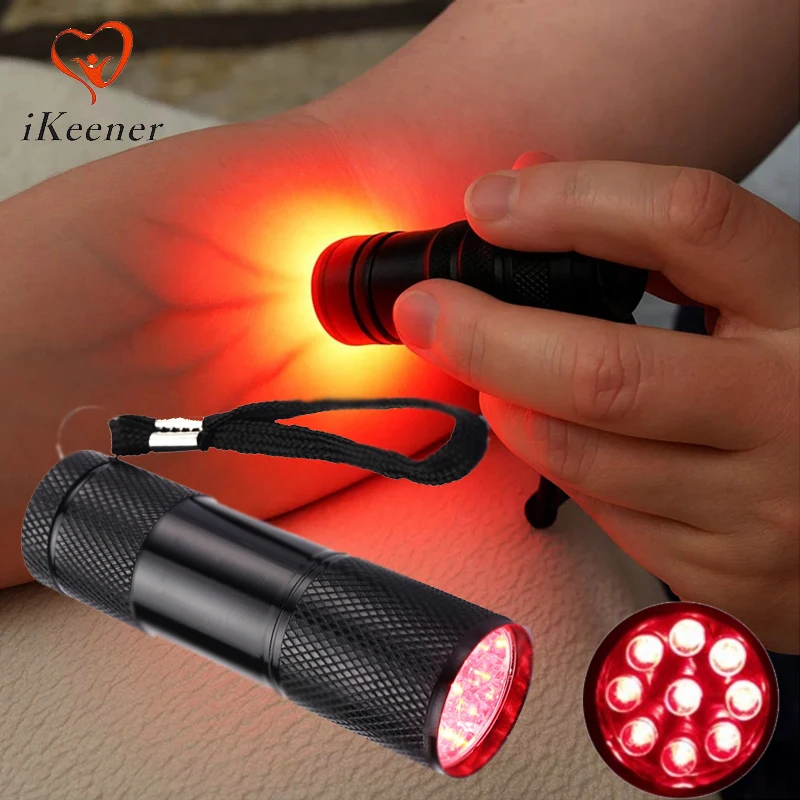Venensucher 9*625nm Rotlicht LED-Taschenlampe Infrarot-Venenfinder für Krankenschwestern Injektions-Venenvisualisierer Blutgefäßlampe Mini AAA Taschenlampe