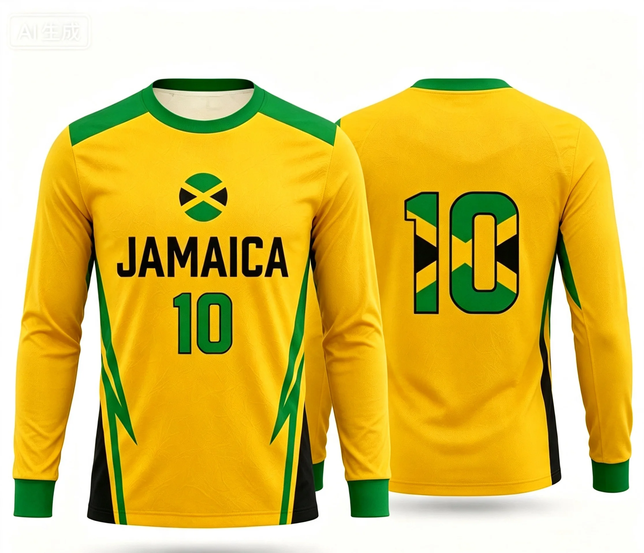 2026 Nieuw Y2K Jamaica No.10 Langarm Voetbalshirt Snel Droog Unisex Koppel Streetwear Voetbal Sporttops