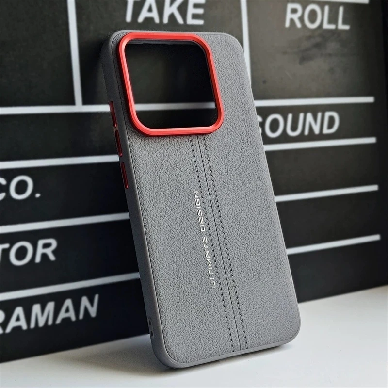 Lekkie, luksusowe skórzane etui na Xiaomi 17, silikonowa twarda obudowa na tył telefonu Mi 17 5G, stylowa, odporna na wstrząsy osłona. — zdjęcie produktu 3