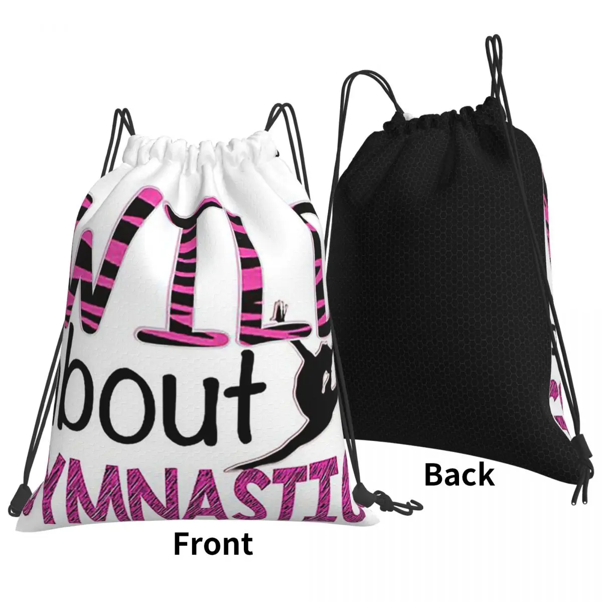Wild About Gymnastics Backpacks Casual Portable Drawstring Bags Sports Bag Book Bags For Man Woman Students