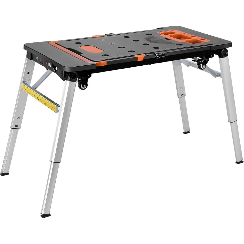 Multifunctional Folding Work Table, 7 in 1 Work Benches for Garage, as Portable Workbench, Sawhorse, Scaffold, Platform