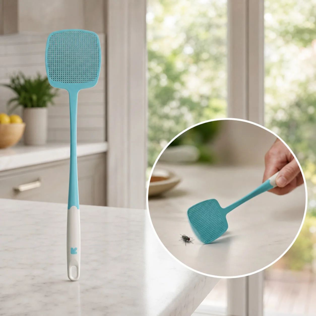 2pcs Durable Plastic Fly Swatter With Long Handle For Kitchen Patio Camping Pest Control Easy Grip Tool