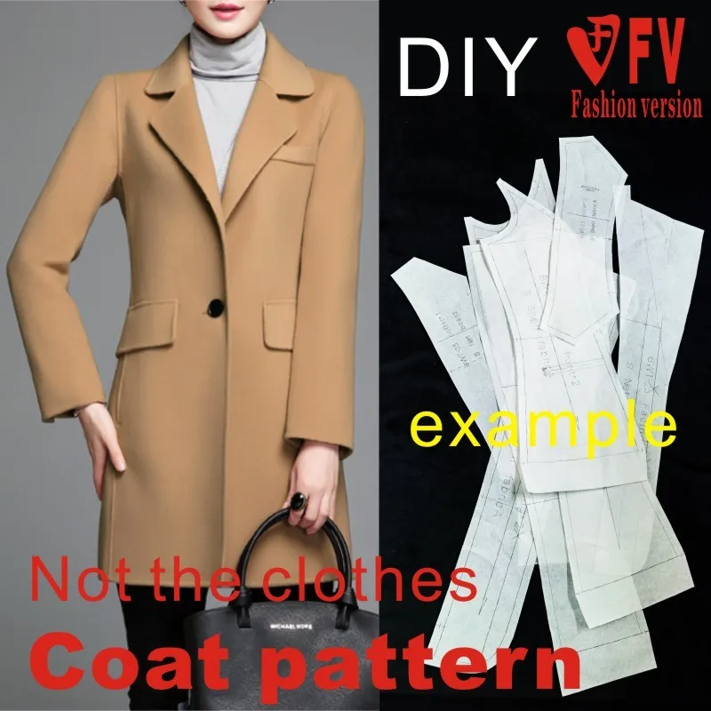 Ladies Fitted Lapel Double-sided Woolen Fleece Coat Pattern Garment Cutting Pattern BFY-126