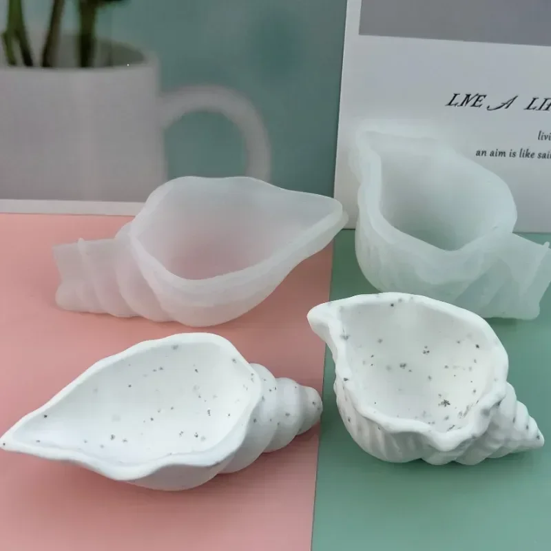 Conch Tray Silicone Mold DIY Handmade Candle Cup Concrete Gypsum Mold Conch Flower Pot Resin Mold Home Decoration