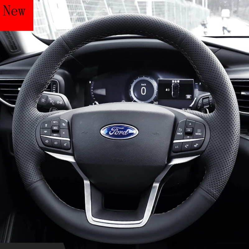

Сшитый вручную кожаный чехол на руль автомобиля своими руками для Ford Explorer, автомобильные аксессуары