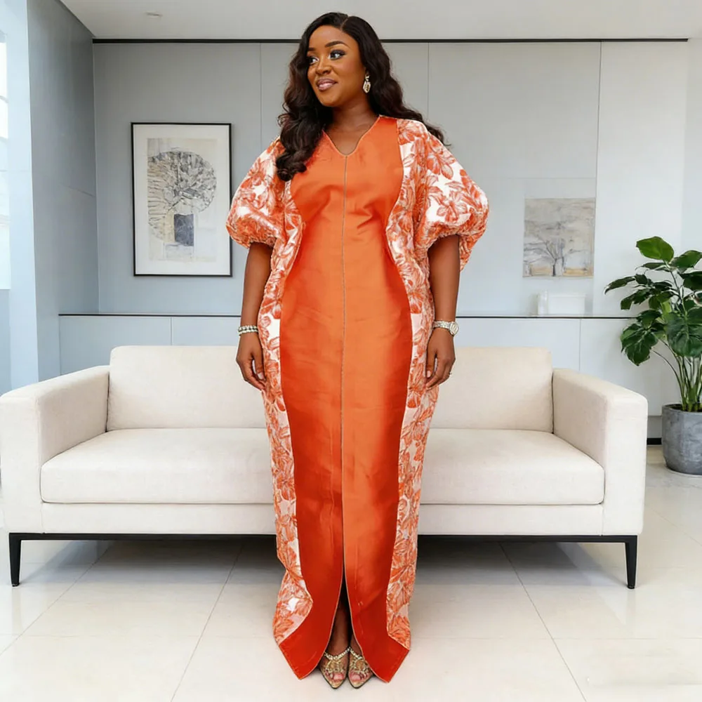 

Новинка 2025: Дубайская абайя для женщин, африканское мусульманское платье из сатина с принтом, вечерние платья, бубу, роба, анкара, дашики, африканская одежда