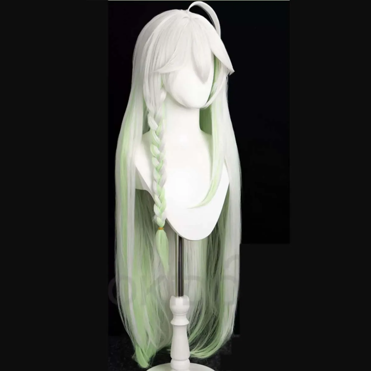 Women Game Genshin Impact The Greater Lord Rukkhadevata Cosplay 100cm Long White Green Heat Resistant Synthetic Hair Wig