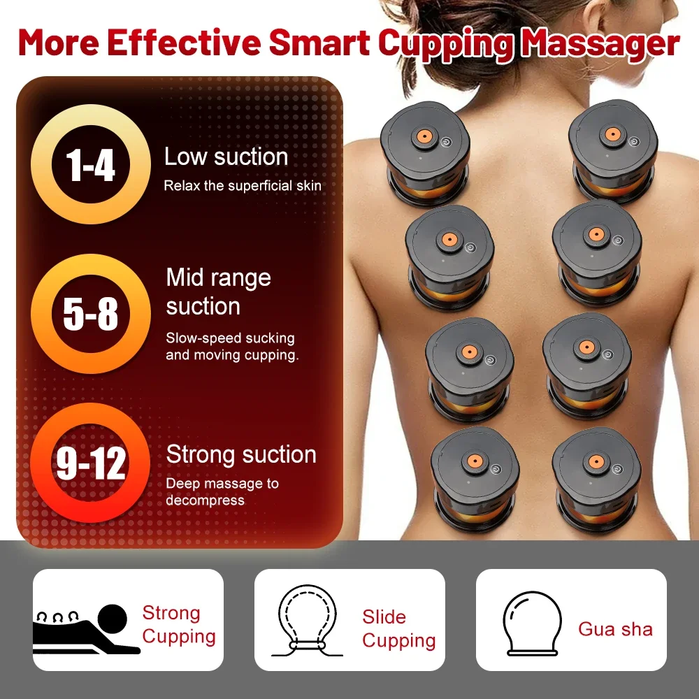 Electric Vacuum Cupping Set Anti Cellulite Negative Pressure Massager Fat Burning Massager for Body Health Care