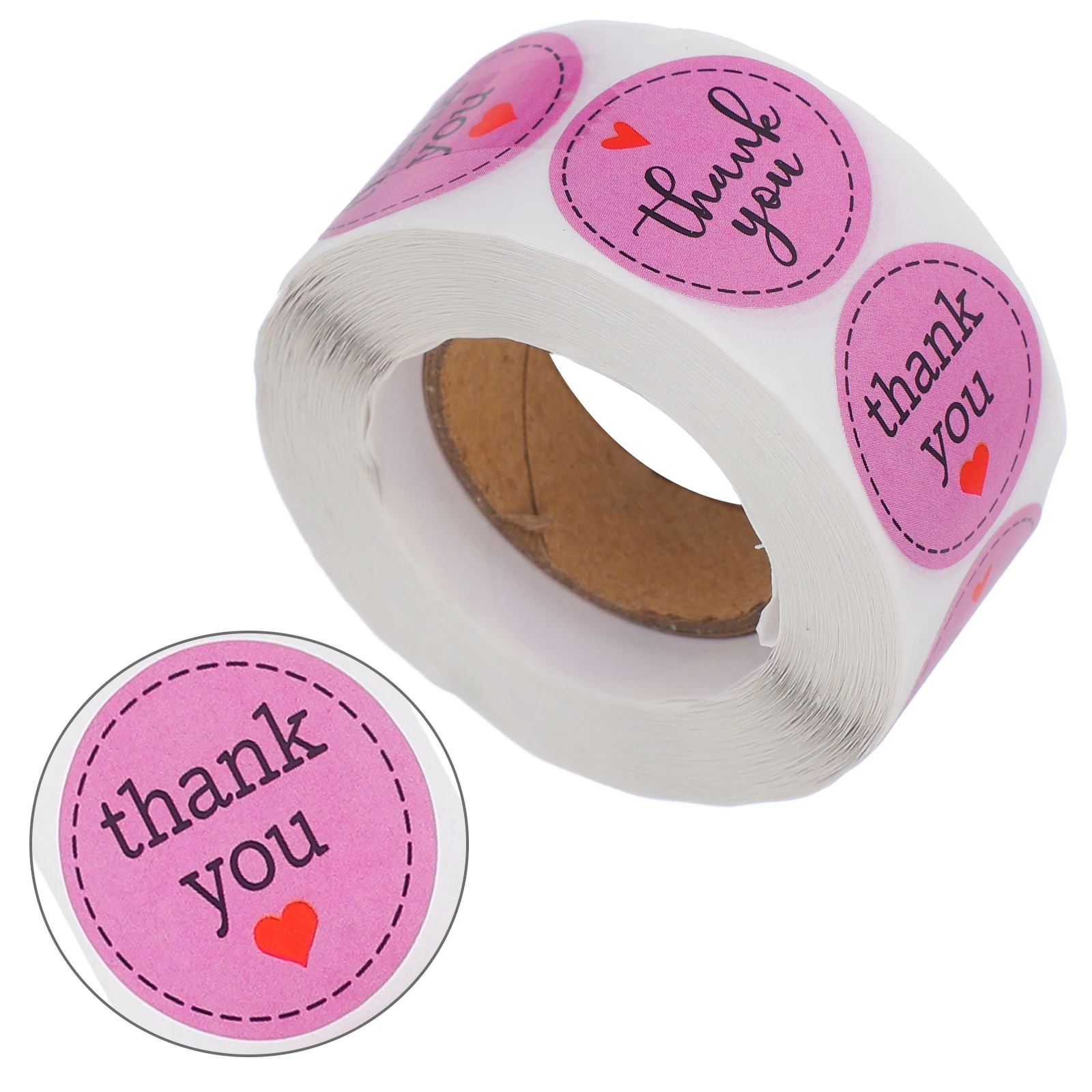 1pcs Thank You Roll Appreciation For Packaging Sealing Candy Box Bakery Wedding Invitations Business Labels Heart Design