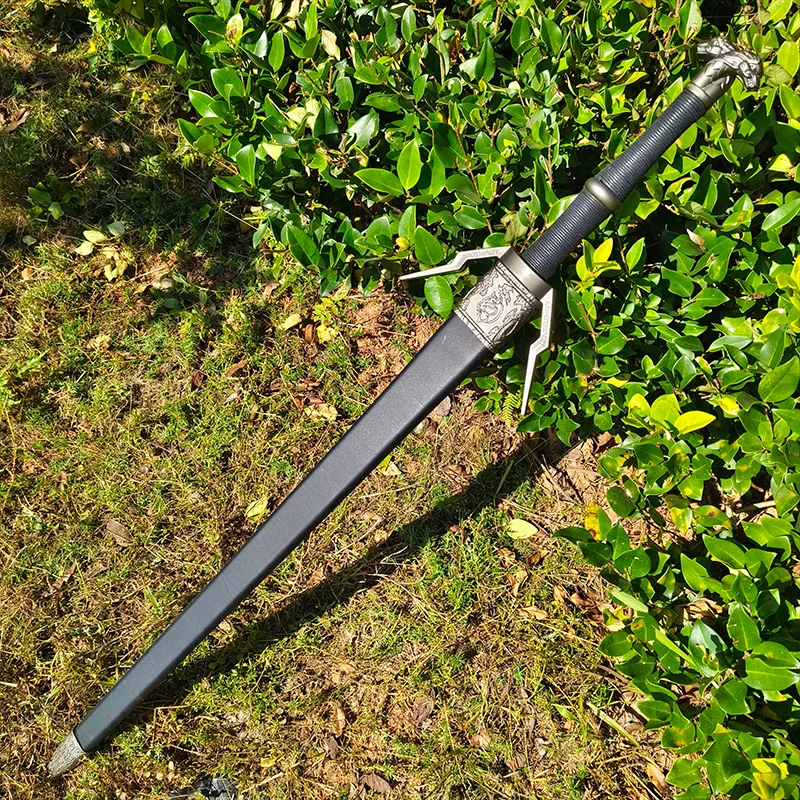 118Cm Fantasy Style Long Sword Cosplay Stage Props, Bamboo Unsharpened Safe Edge, Home Decor Collectible Ornament With Sheath Christmas Gift