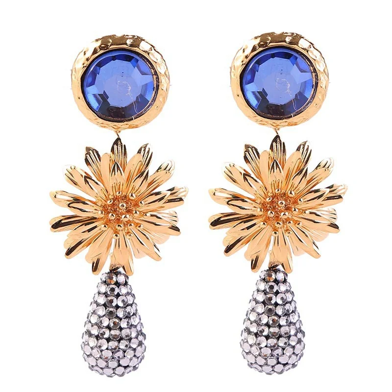 European and American classic earrings alloy flower face shape thin earrings