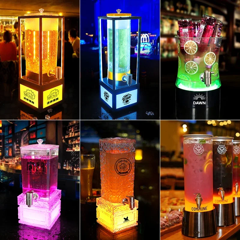 

LED Luminous Beer Tower 2L/3L Beverage Dispenser with Glowing Light and Faucet Ideal for Beer Wine and Juice at Parties