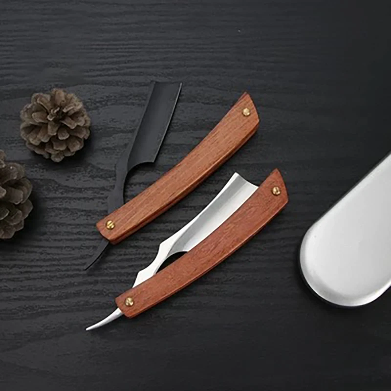 Деревянная профессиональная мужская бритва для парикмахерской с прямыми краями, парикмахерская бритва, ножи, ручное бритье для бороды, уход за бородой, подарок