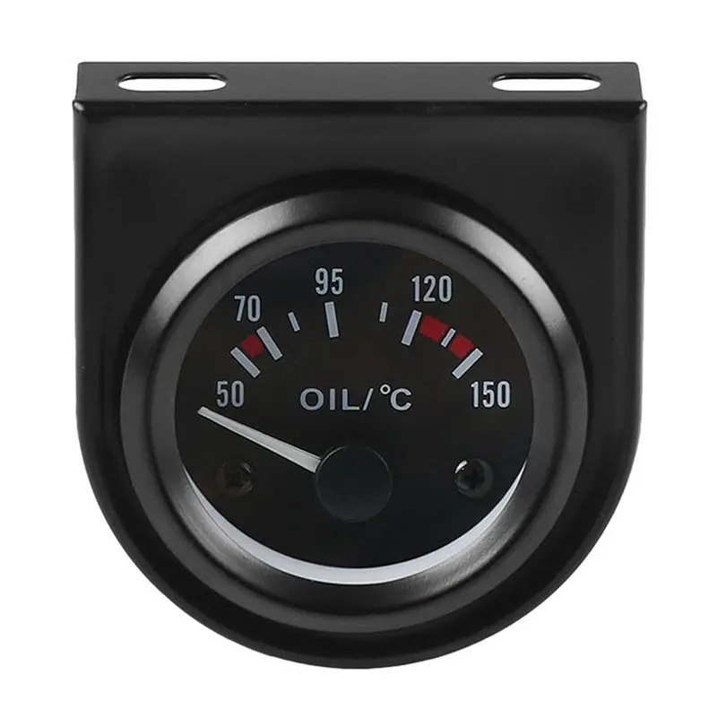 ABXN-3 Set 2 Inch 52Mm 12V White LED Pointer Car Oil Temp Temperature Gauge With Sensor Black
