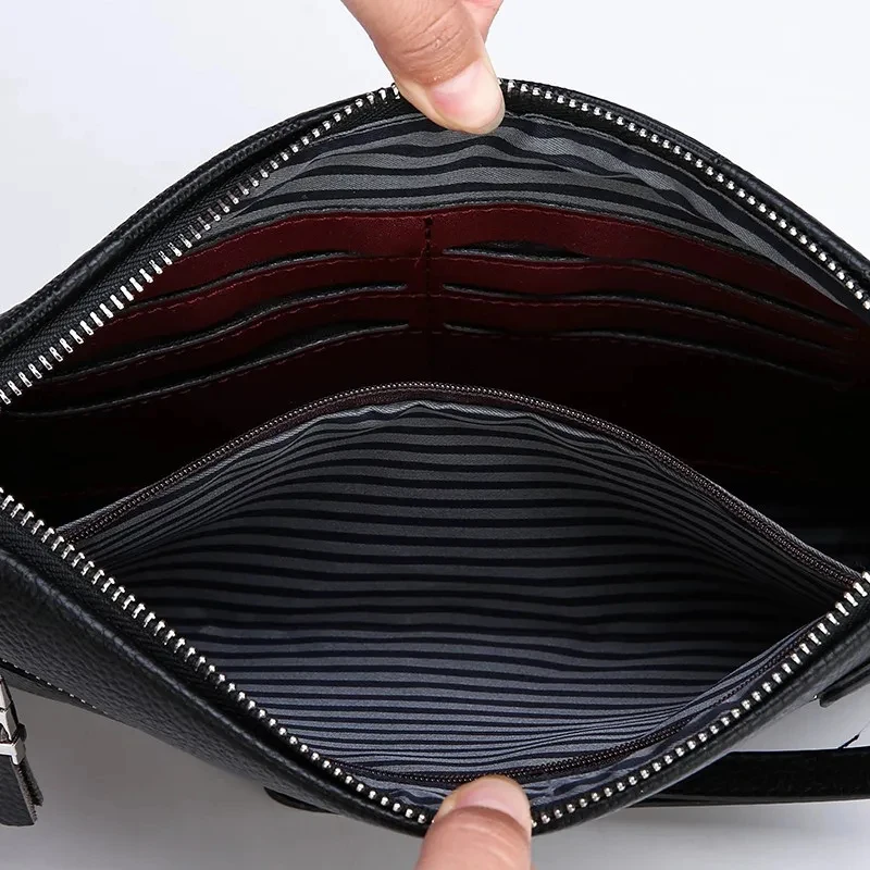Men's Handbag Luxury Business Solid Color Card Bag Purses Fashion Ultra Thin Men Business Card Holder Phone Bags Genuine Quality