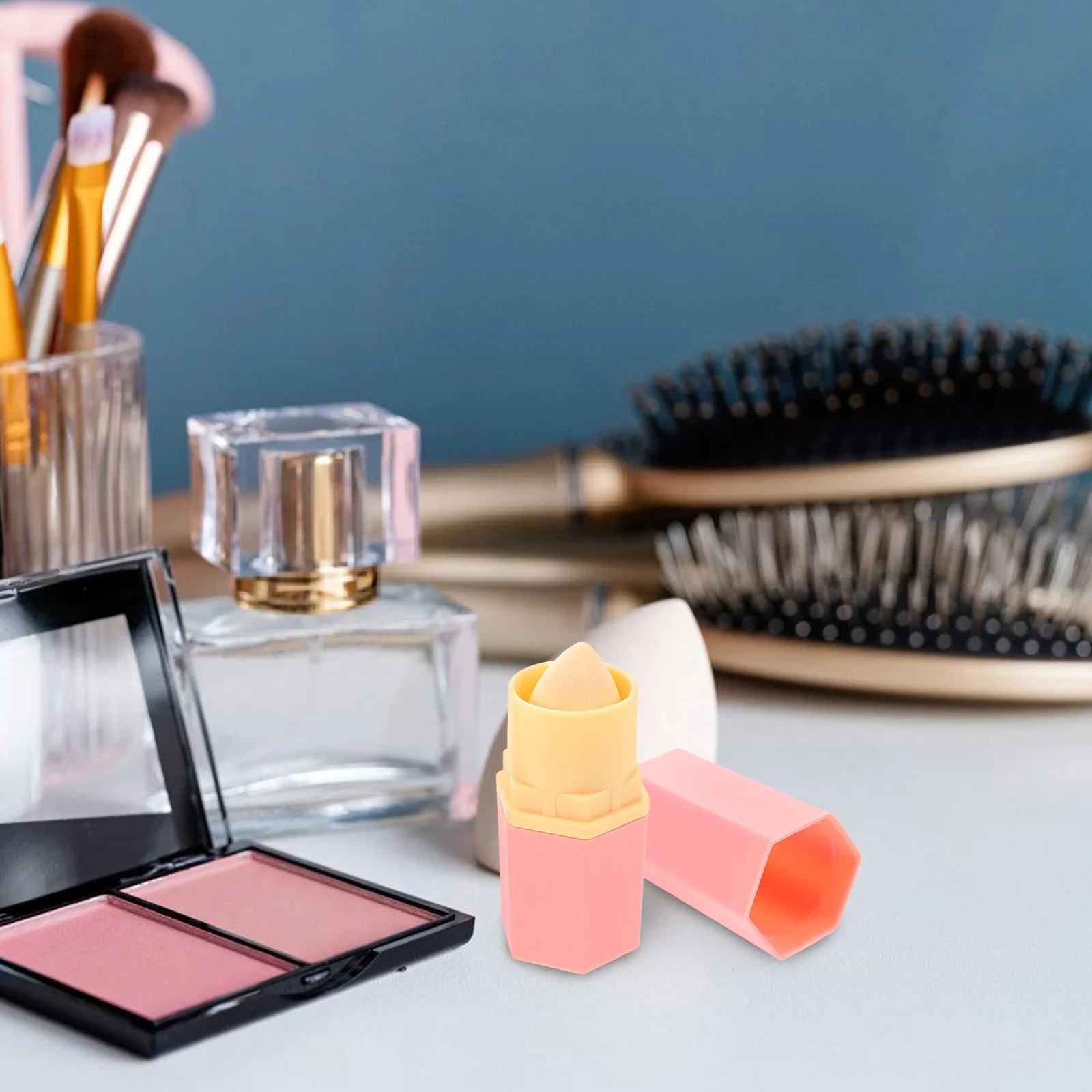 أسطوانة ممتصة للزيت من الحجر البركاني برأس مزدوج، مزيل زيت الوجه خفيف الوزن للبشرة الدهنية، معطر مكياج محمول