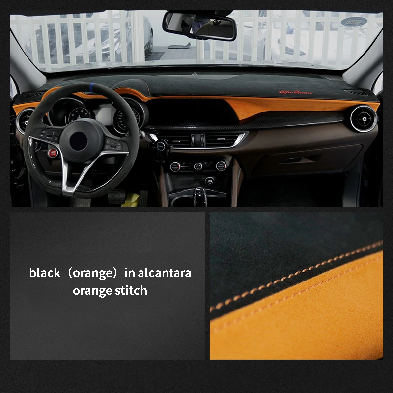 Car Dashboard Covers in Alcantara for Alfa Romeo Giulia Stelvio 2015-2022 Car Accessories Dashboard Sunshade Cushion Pad Carpets