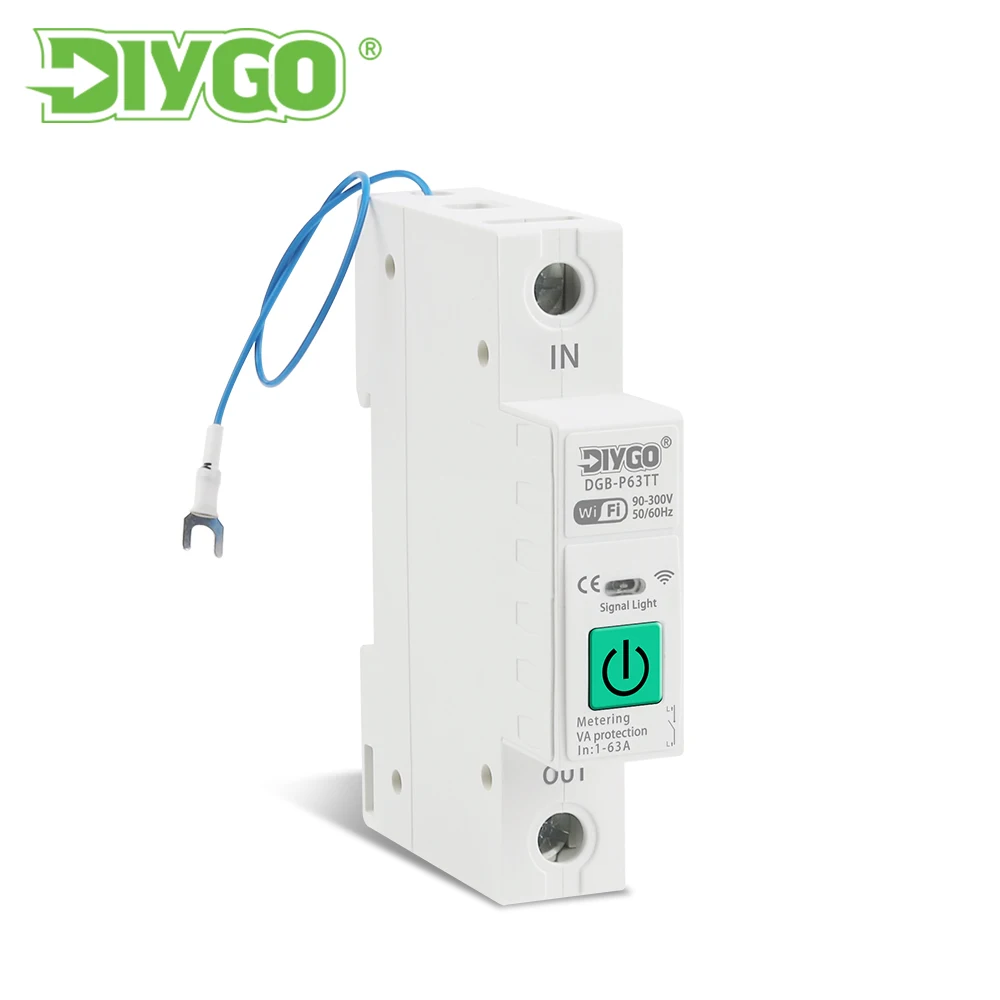 Remote Control Overload Over Under Voltage Protection 1P+N Power Metering Suitable for TUYA WIFI Smart Circuit Breaker