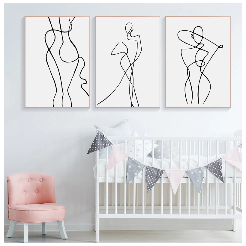 Line Drawing Wall Art Canvas Poster Abstract Woman Simple Painting Minimalist Print Decorative Picture Living Room Decoration