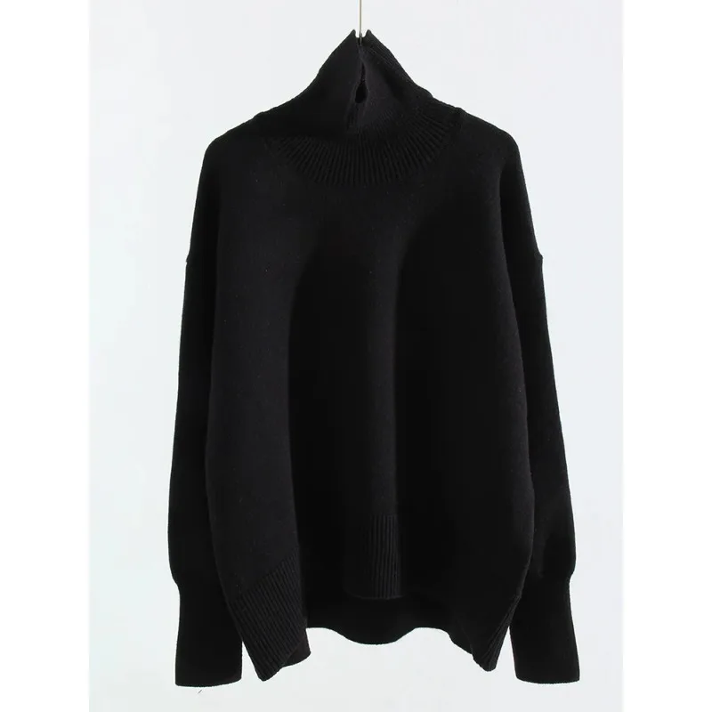 

Women's Brown Turtleneck Sweater Oversized Butter Yellow Pullover Thick Turtle Neck Knit Baggy Sweater for Autumn Ladies Fashion