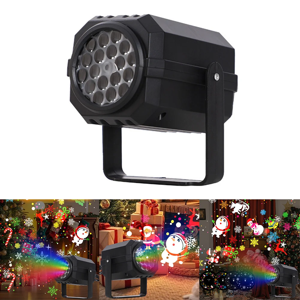 تعرض احتفالية لأضواء جهاز عرض عيد الميلاد 16 أنماط مختلفة، محول طاقة متوافق، سهل الإعداد والتشغيل