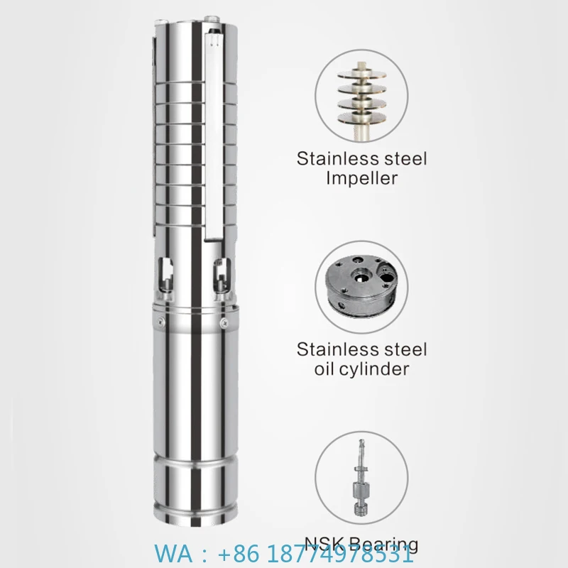 

Многоступенчатые глубокие солнечные насосы для циркуляции чистой воды OEM, настраиваемый погружной водяной насос высотой 4/6 дюймов