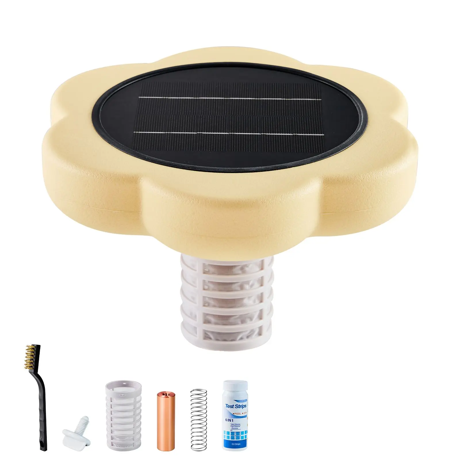 Solar Pool Ionizer, Petal Copper Up to 45000 Gal, Floating Automatic Water Cleaner and Purifier, Chlorine Free, with Anode