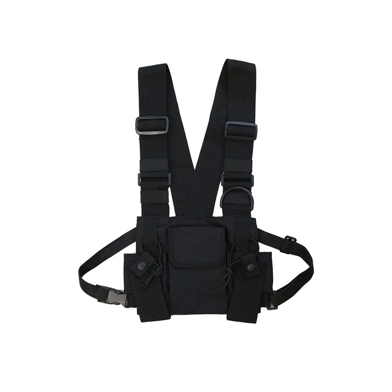 Radio Walkie Talkie 3 Pocket Chest Pack Bag Harness with Zipper for Front Pack Vest Pouch Carry Case