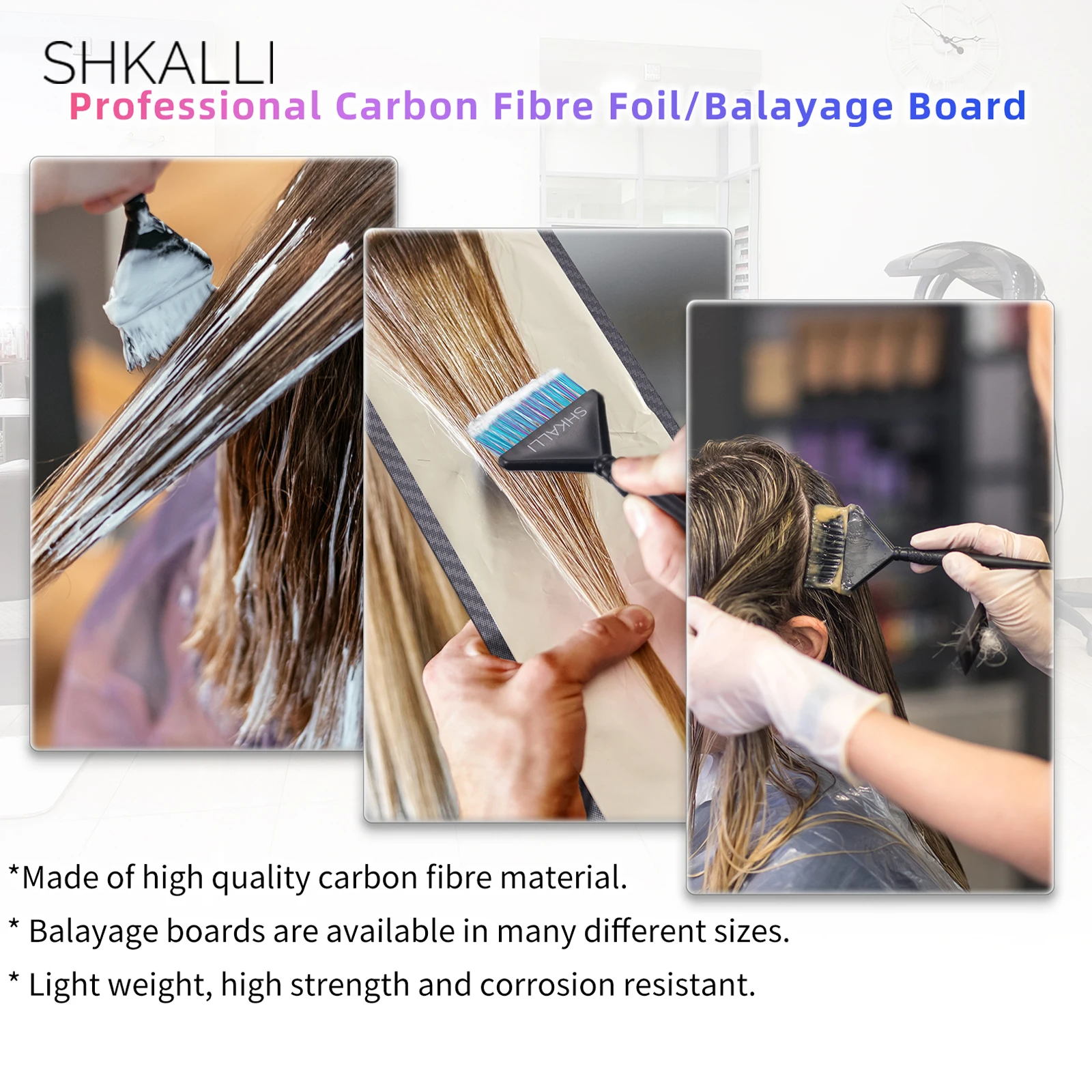 전문가용 카본 파이버 하이라이팅 보드 (빗살 포함) 염색 보드 스타일링 액세서리 (미용사용 컬러링 도구)