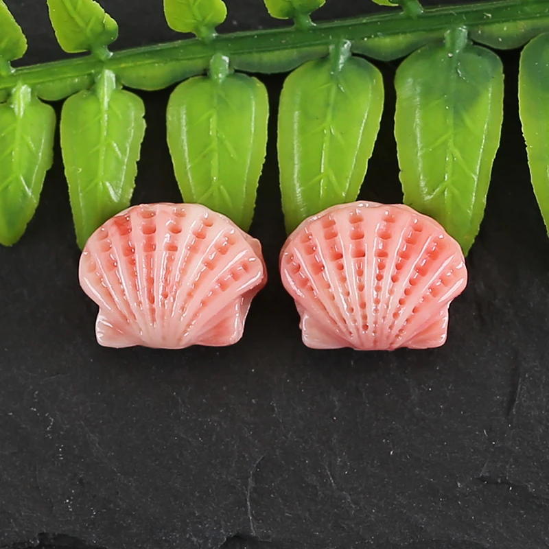 New Arrival Pink Conch Shell (Made Of Powder Of Shell, Color Is Enhanced ) Carved Shell Earrings Beads 24X21X10mm 7.4g