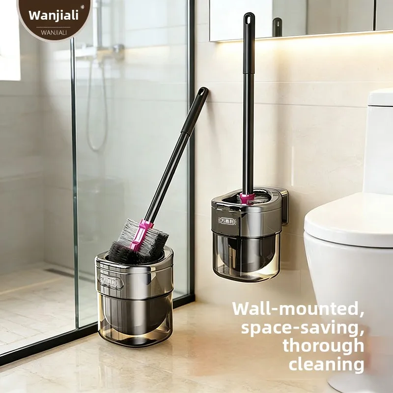 

Long Handle Toilet Brush Wall Mounted Household Cleaning Tool No Dead Angles Bathroom Toilet Brush Set Durable Plastic Material