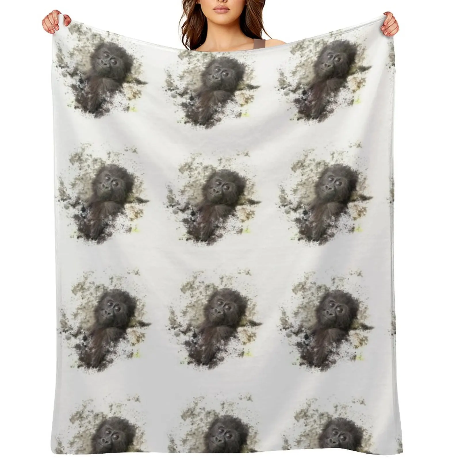 

Cute Gorilla Baby Throw Blanket Decorative Sofas Travel Heavy Vintage Blankets