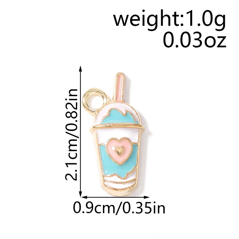 10 Stück niedliche Lebensmittel-Anhänger, Emaille-Eiscreme- und Getränke-Anhänger für die Schmuckherstellung, Ohrringe, Halsketten, Armbänder, Bastelbedarf für DIY-Projekte. – Detail 6