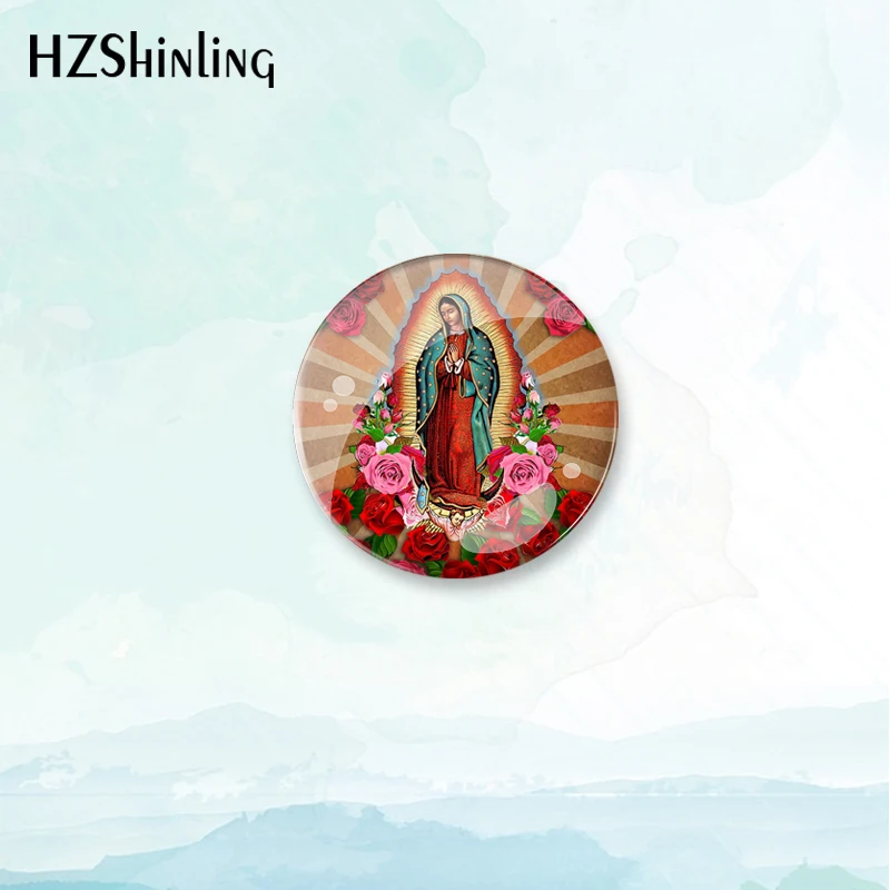 2023 New Our Lady Of Guadalupe Badge Brooch The Blessed Pin Backpack Decoration Pins Round Jewelry Women Gift