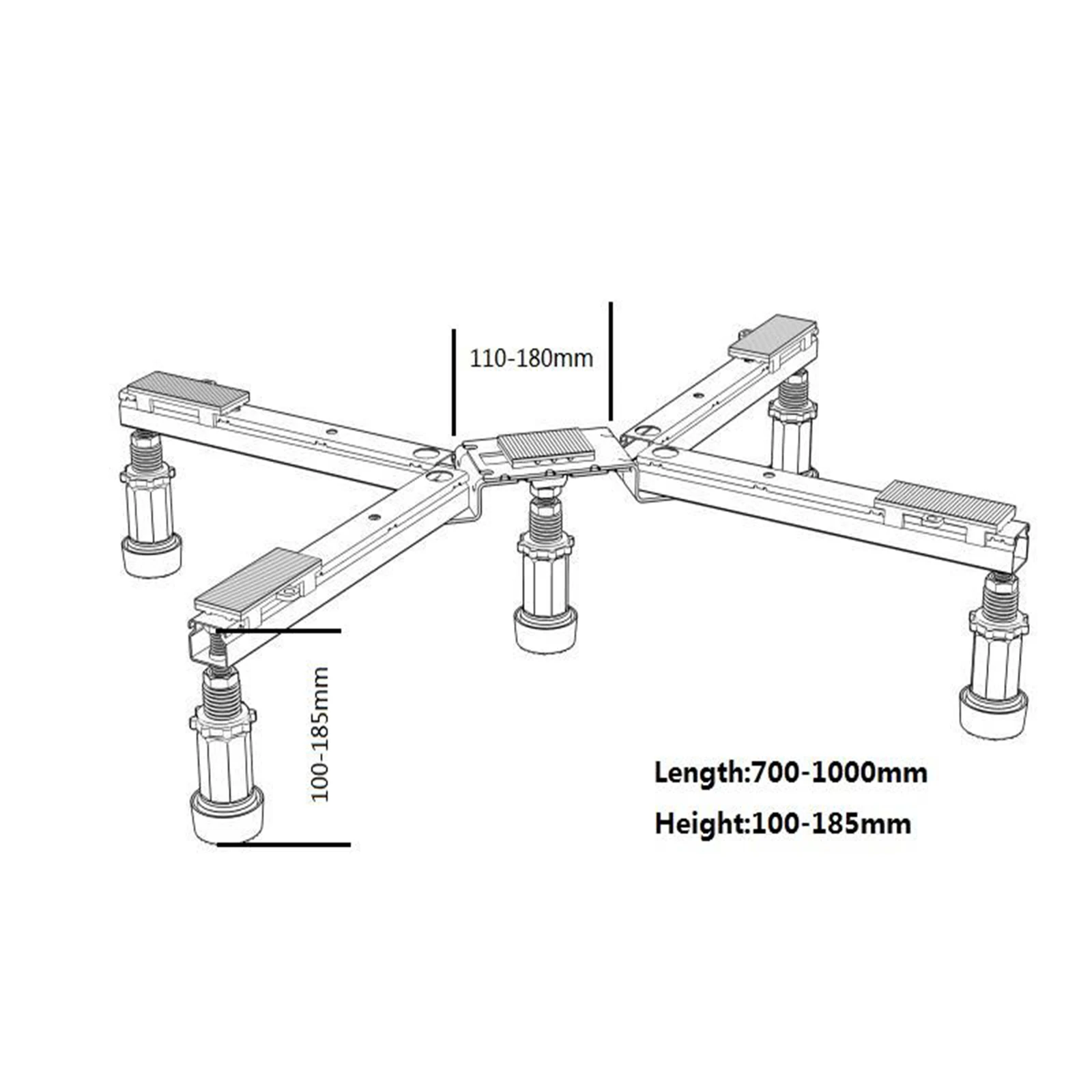 Pentagonal Steel Shower Tray Support Frame for Steel Base with And Acrylic Shower Trays From 75 Cm To 100 X 100 Cm