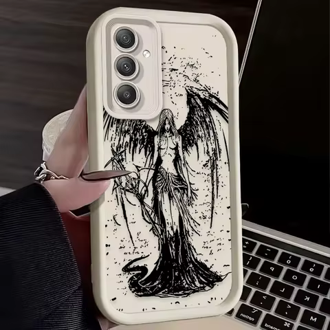 Cyberpunk Angel Retro For Samsung Galaxy Case S24 S23 S22 S21 Ultra Plus Fe A55 A54 A53 A52 A35 A25 A15 A14 5G Phone Y2k Cover